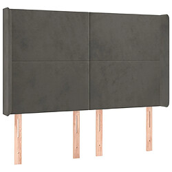 Maison Chic Tête de lit scandinave avec oreilles,meuble de chambre Gris foncé 147x16x118/128 cm Velours -MN80889