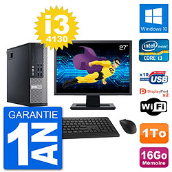 PC Dell 9020 SFF Ecran 27" Intel i3-4130 RAM 16Go Disque 1To Windows 10 Wifi - Occasion