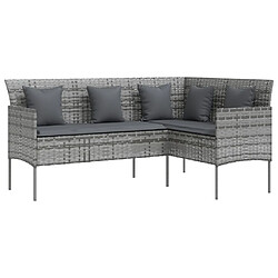 Avis Maison Chic Ensemble de canapés en L 5pcs, Canapé droit pour salon, Sofa Relax avec coussins Résine tressée Gris -GKD691104