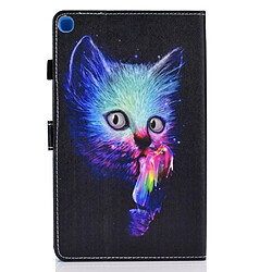 Avis Etui en PU impression de motifs avec des fentes pour cartes chaton diabolique pour votre Samsung Galaxy Tab A 10.1(2019) T510/T515