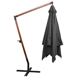 Helloshop26 Parasol suspendu avec mât 3 x 3 m bois de sapin massif anthracite 02_0008706