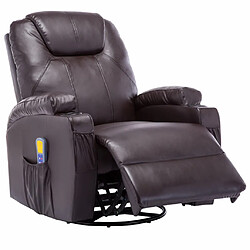 Acheter Helloshop26 Fauteuil électrique à bascule de massage confort relaxant massant détente synthétique marron 1702039