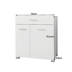 Avis ML DESIGN MODERN LIVING Armoire à linge meuble salle de bain commode de rangement blanc 75x78,5x45 cm