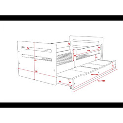 Lit Tomi blanc tiroir et matelas inclus 180/80