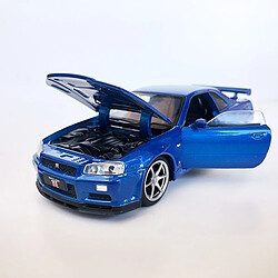 Universal 1/32 Alliage R34 Skyline GTR Voiture jouet Modèle Métal Voiture moulée sous pression Collection Voiture Stéréo Lampe Enfant Cadeau | Voiture jouet moulée sous pression(Bleu) pas cher