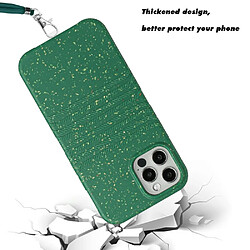 Coque en TPU + paille de blé entièrement biodégradable avec sangle pour votre iPhone 13 Pro Max 6.7 pouces - vert armé