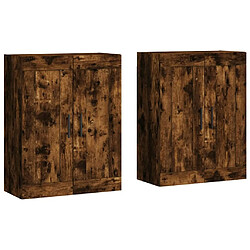 Maison Chic Lot de 2 Armoires murales,Meuble de Rangement,Armoire Suspendue chêne fumé bois d'ingénierie -MN77022