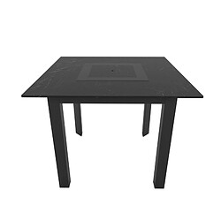 Avis Play4Fun Table de jardin avec housse 4 personnes 90 X 90 X 75cm - Noir effet marbré