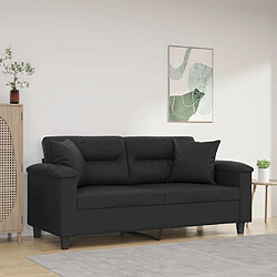 Maison Chic Canapé 2 places avec oreillers,Sofa de Salon,Canapé droit décoratifs noir 140cm similicuir -GKD509319