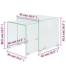 vidaXL Ensemble de tables gigognes 2 Pièces Verre trempé Transparent pas cher