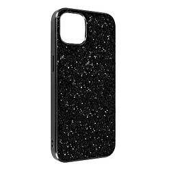 Avizar Coque iPhone 13 Design Paillettes Rigide Finition Relief Antidérapante Noir