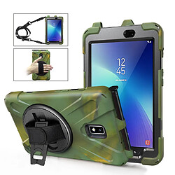 Coque en TPU combo en forme de X avec béquille, dragonne et dragonne camouflage pour votre Samsung Galaxy Tab Active 2 8.0 T395/T390