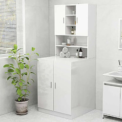 Maison Chic Meuble rangement de salle de bain | Meuble pour machine à laver | Armoire murale de bain Blanc brillant -GKD11407