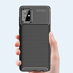 Wewoo Coque TPU antichoc pour texture en fibre de carbonne Samsung Galaxy A91 noire