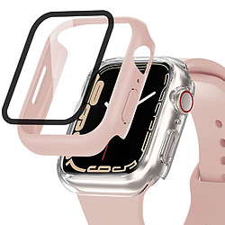 Film protecteur verre trempé 3D incurvé pour Apple Watch Series 7 41mm + coque de protection rose - VISIODIRECT -