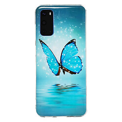 Coque en TPU noctilucent imd papillon bleu pour votre Samsung Galaxy S20