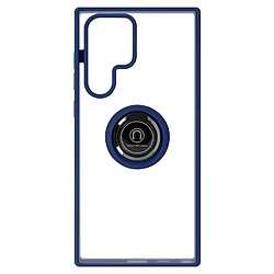 Avizar Coque Samsung Galaxy S22 Ultra Bi-matière Bague Métallique Support Vidéo bleu