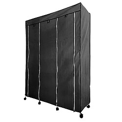 Acheter Dressing en tissu avec portes zippées et roulettes Nyana Home 170x125x45cm 6 espaces, 3 portes, 2 armoires Noir