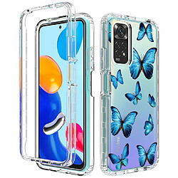 Coque en TPU anti-chute, anti-rayures pour votre Xiaomi Redmi Note 11S 4G/Note 11 4G (Qualcomm) - papillon bleu