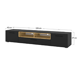 Bestmobilier Leolio - meuble tv - noir et bois - 198 cm pas cher