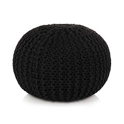 vidaXL Pouf tricoté à la main Coton 50 x 35 cm Noir