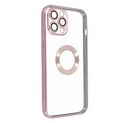 Avizar Coque iPhone 12 Pro Max Souple Bloc Caméra Couvert Contour Rose Gold Chromé