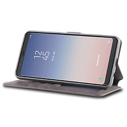 Wewoo Housse Coque Pour Galaxy A7 2018 AZNS Étui en cuir avec rabat magnétique et texture de mollet support et logements cartes et cadre photo Gris pas cher