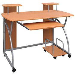 Helloshop26 Bureau table poste de travail meuble d'ordinateur informatique étude d'ordinateur 110 x 52 x 88,5 cm bois d’ingénierie brun 02_0023737