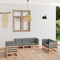 Maison Chic Salon de jardin 7 pcs + coussins - Mobilier/Meubles de jardin - Table et chaises d'extérieur Bois de pin massif -MN31209