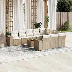 vidaXL Salon de jardin 11 pcs avec coussins beige résine tressée