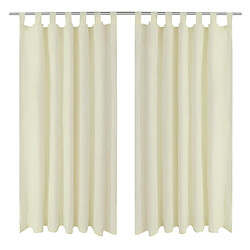 vidaXL 2 pcs Rideau à Passant Micro Satin Crème 140 x 175 cm