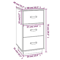 vidaXL Tables de chevet 2 pcs Noir 40x40x75 cm Bois de pin massif pas cher