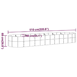 vidaXL Lit surélevé de jardin Acier enduit de poudre 510x140x68cm Gris pas cher