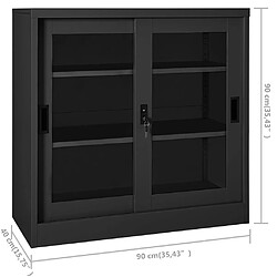 vidaXL Armoire à portes coulissantes Anthracite 90x40x90 cm Acier pas cher