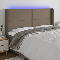 Maison Chic Tête de lit moderne à LED lumineuse pour chambre - Décoration de lit Taupe 163x16x118/128 cm Tissu -MN40653