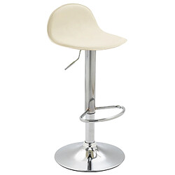 Decoshop26 Tabouret de bar x1 avec repose-pieds en PVC crème pied trompète en métal chromé 10_0005068