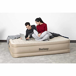 Lit Gonflable Double Bestway 203x152x46 cm Gonfleur Intégré Fortech Beige