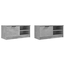 Avis vidaXL Meubles TV 2 pcs Gris béton 80x35x36,5 cm Bois d'ingénierie