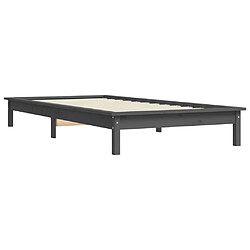 Avis vidaXL Cadre de lit sans matelas gris 100x200 cm bois massif