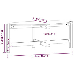 vidaXL Table basse Blanc 118x63x45 cm Bois massif de pin pas cher