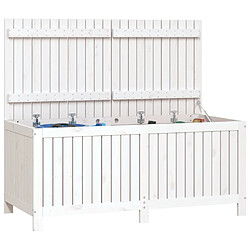 Avis vidaXL Boîte de rangement de jardin Blanc 147x68x64 cm Bois de pin