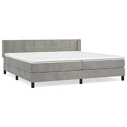 vidaXL Sommier à lattes de lit et matelas Gris clair 200x200cm Velours