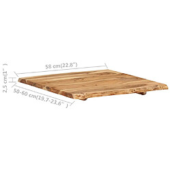 vidaXL Dessus de table Bois d'acacia massif 58x(50-60)x2,5 cm pas cher