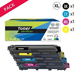 TONER SERVICES Compatible Brother TN241/245 Pack de 4 toners Noir et couleurs XL