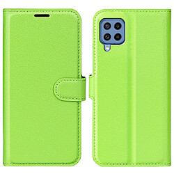 Etui en PU texture litchi, anti-rayures vert pour votre Samsung Galaxy M22