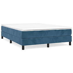 Maison Chic Lit Adulte - Lit simple Lit à sommier tapissier et matelas moelleux - Meuble de Chambre - Bleu foncé 140x190cm Velours -MN19420