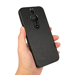 Coque en TPU + cuir véritable texture litchi, anti-rayures noir pour votre Sony Xperia Pro-I