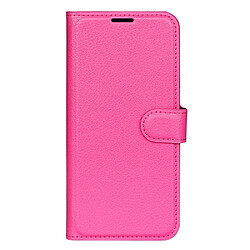 Etui en PU texture litchi, fermeture aimantée avec support rose pour votre Motorola Moto G200 5G