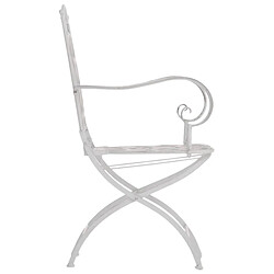 Acheter Decoshop26 Lot de 2 chaises de jardin balcon terrasse avec accoudoirs en métal blanc vieilli 10_0002858