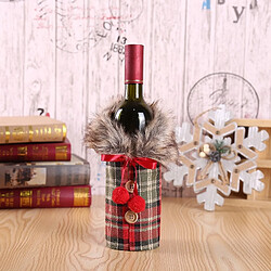 Wewoo Décorations de Noël Set de vin Bow Bottle Set Hôtel Restaurant Décoration Props Red Plaid